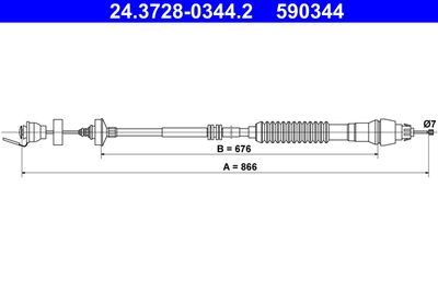 Cable Pull, clutch control ATE 24.3728-0344.2