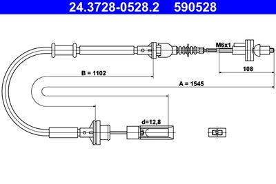 Cable Pull, clutch control ATE 24.3728-0528.2