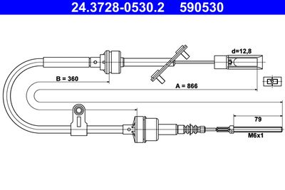 Cable Pull, clutch control ATE 24.3728-0530.2