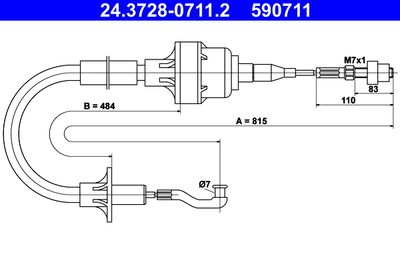 Cable Pull, clutch control ATE 24.3728-0711.2