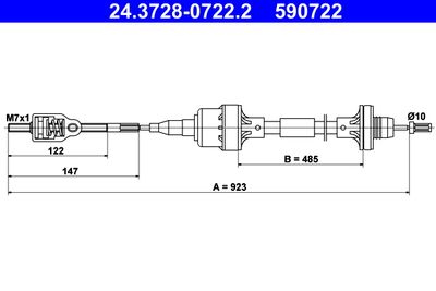 Cable Pull, clutch control ATE 24.3728-0722.2