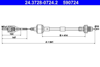 Cable Pull, clutch control ATE 24.3728-0724.2