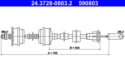 Cable Pull, clutch control ATE 24.3728-0803.2