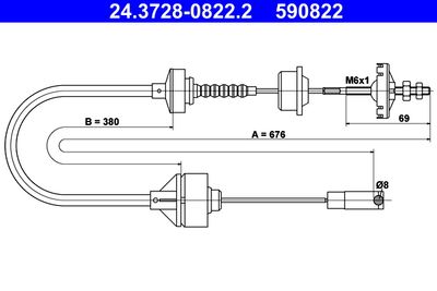 Cable Pull, clutch control ATE 24.3728-0822.2