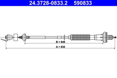 Cable Pull, clutch control ATE 24.3728-0833.2