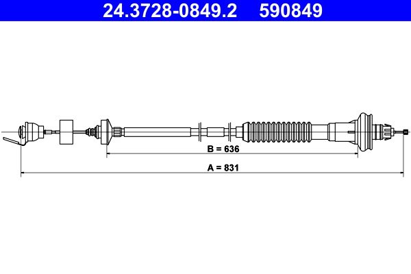 ATE 24.3728-0849.2 Cable Pull, clutch control