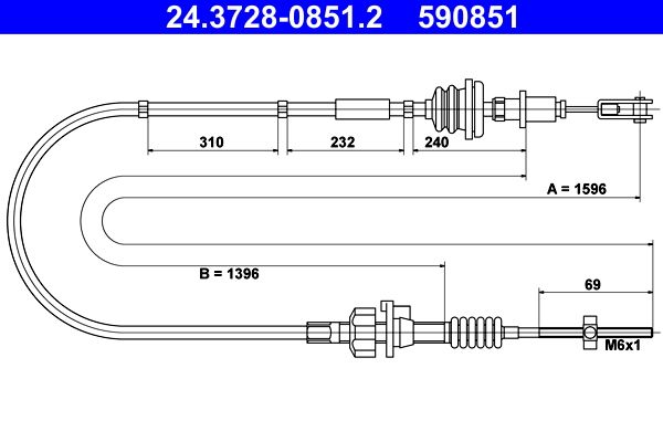 ATE 24.3728-0851.2 Cable Pull, clutch control