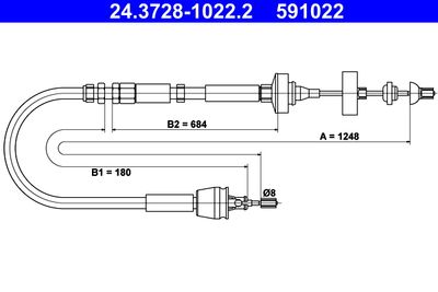 Cable Pull, clutch control ATE 24.3728-1022.2