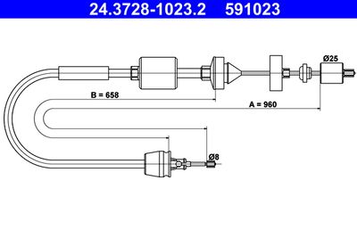 Cable Pull, clutch control ATE 24.3728-1023.2