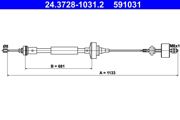 ATE 24.3728-1031.2 Cable Pull, clutch control