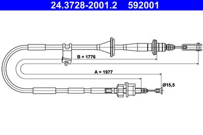 Cable Pull, clutch control ATE 24.3728-2001.2