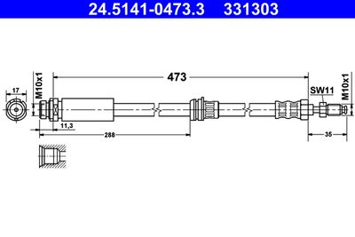 Brake Hose ATE 24.5141-0473.3