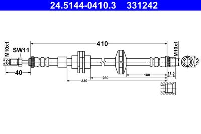 Brake Hose ATE 24.5144-0410.3