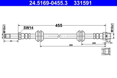 Brake Hose ATE 24.5169-0455.3