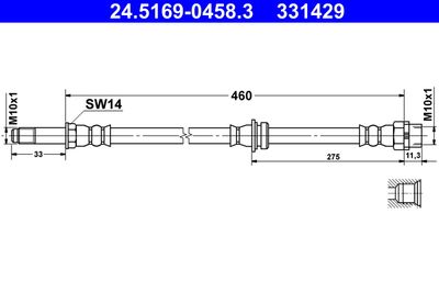 Brake Hose ATE 24.5169-0458.3