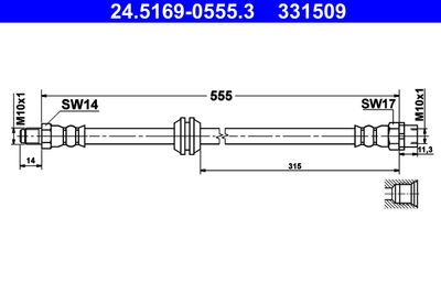 Brake Hose ATE 24.5169-0555.3