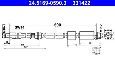 Brake Hose ATE 24.5169-0590.3