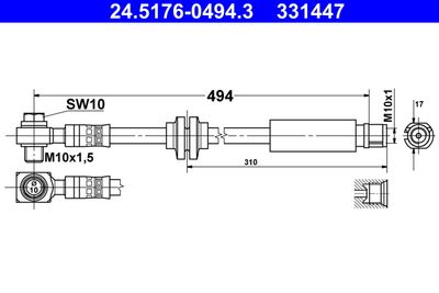 Brake Hose ATE 24.5176-0494.3