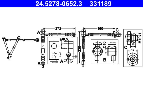 ATE 24.5278-0652.3 Brake Hose