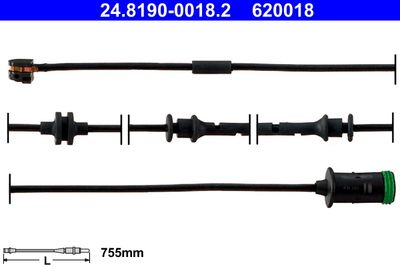 Warning Contact, brake pad wear ATE 24.8190-0018.2