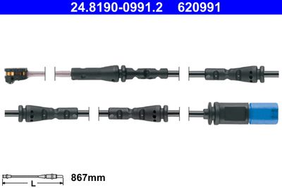 Warning Contact, brake pad wear ATE 24.8190-0991.2