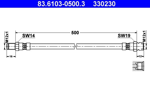 ATE 83.6103-0500.3 Brake Hose