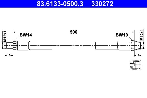 ATE 83.6133-0500.3 Brake Hose