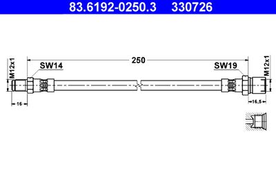 Brake Hose ATE 83.6192-0250.3