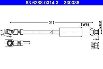 Brake Hose ATE 83.6288-0314.3