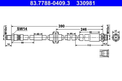 Brake Hose ATE 83.7788-0409.3