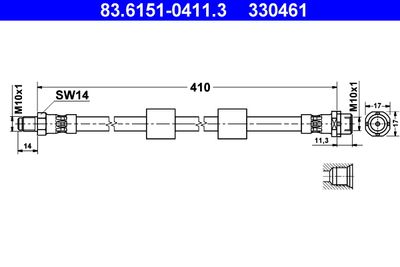 Brake Hose ATE 83.6151-0411.3