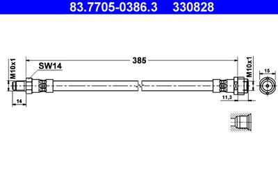 Brake Hose ATE 83.7705-0386.3