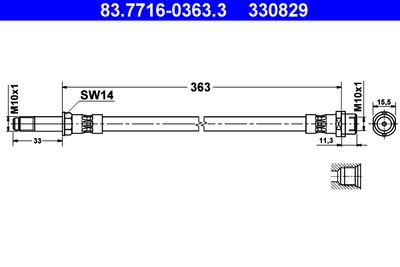 Brake Hose ATE 83.7716-0363.3