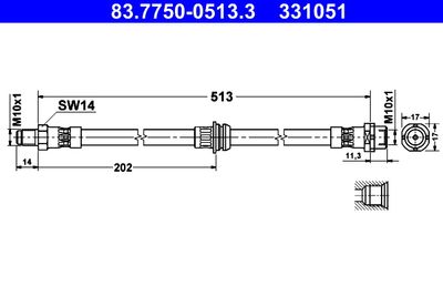 Brake Hose ATE 83.7750-0513.3