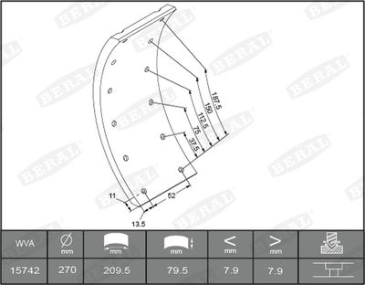 Brake Lining Kit, drum brake BERAL KBL15030.1-1561