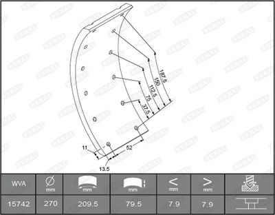 Brake Lining Kit, drum brake BERAL KBL15030.0-1561