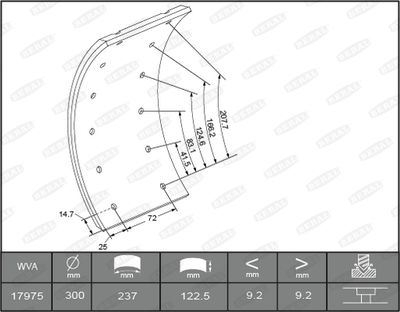 Brake Lining Kit, drum brake BERAL KBL17351.0-1561