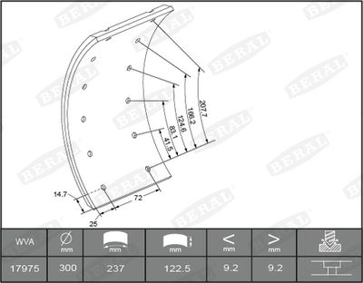 Brake Lining Kit, drum brake BERAL KBL17351.1-1561