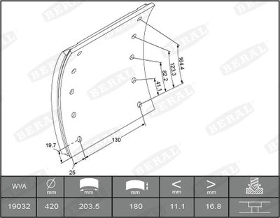 Brake Lining Kit, drum brake BERAL KBL19032.1-1560