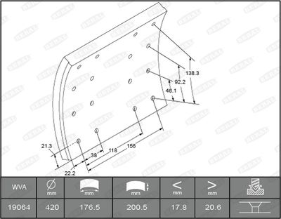 Brake Lining Kit, drum brake BERAL KBL19063.0-1616