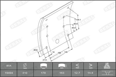 Brake Lining Kit, drum brake BERAL KBL19494.2-1560