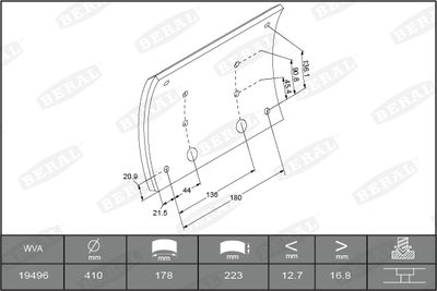 Brake Lining Kit, drum brake BERAL KBL19496.1-1575