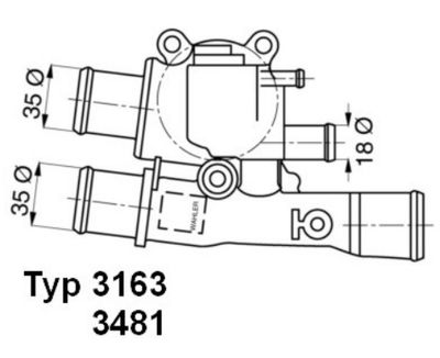 Thermostat, coolant BorgWarner (Wahler) 3163.88D