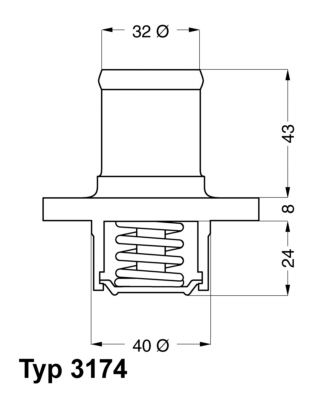 Thermostat, coolant BorgWarner (Wahler) 3174.89D