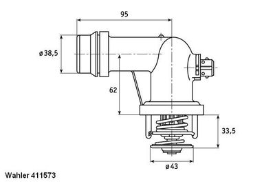 Thermostat, coolant BorgWarner (Wahler) 411573.105D