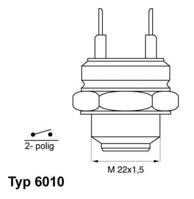 Temperature Switch, radiator fan BorgWarner (Wahler) 6010.100D