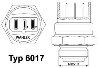 Temperature Switch, radiator fan BorgWarner (Wahler) 6017.95D