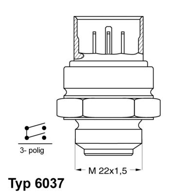 Temperature Switch, radiator fan BorgWarner (Wahler) 6037.95D