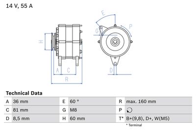 Alternator BOSCH 0 986 036 020