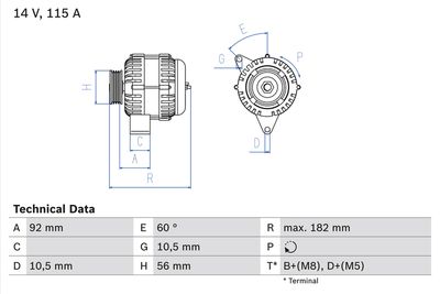 Alternator BOSCH 0 986 041 120